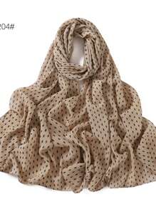 1 件新款格纹和波尔卡圆点印花珍珠雪纺围巾，女式围脖头巾披肩，尺码 201-210