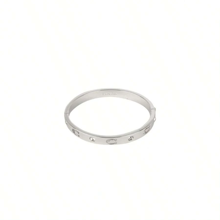 Coach Brand Bangle Bracelet, Minimalist Solid Color, Luxury Fashion - 440616RHO030 Silver - View 1