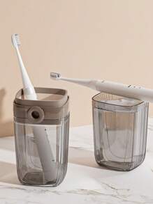 Portable Travel Soap Dish And Toothbrush Holder Set - Plastic, Oval Shape, Essential For Camping, Gym, And Bathroom Accessories.