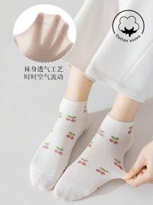 1/3/5/10 Pairs Of Women's Cotton Socks,Short Socks,Invisible Socks,White Socks,Women Socks,Cute Socks,Girls Socks, Autumn/Winter/Spring/Fall/Summer Socks,Mesh Breathable Details, Guide Rail Breathable Hole Design, Moisture Wicking, Soft And Smooth, Suitable For Various Holidays, Sports, Leisure, Business And Other Daily Wear, Can Be Worn All Year Round, Color Combinations Are Random. - Multicolor - View 4