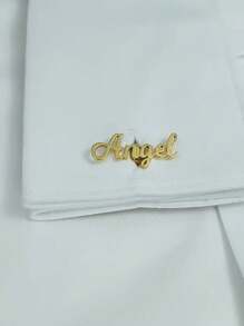 Customized Brooch & Cufflinks Set, Personalized Engraved Stainless Steel Gentleman's Dress Shirt Cufflinks, Elegant Men's Fashion Jewelry, Gift For Him - Multicolor - View 3