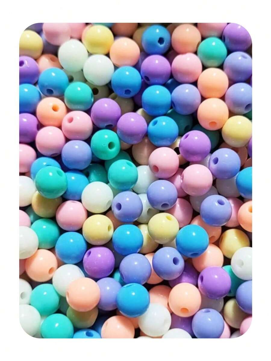 200 Pearl Beads 8mm Mix Colors Seed Beads Crafts Jewelry - 牛奶混合物 - 查看 1