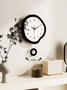 1 件亚克力挂钟，不对称形状时钟，餐厅北欧风格挂钟，客厅和卧室新流行时钟，客厅超静音时钟 - 黑與白 - 查看 4