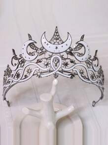 Kronen-Haarteil Haarschmuck, Mond Stern Sonnen Göttin Haarspangen, mit Strass verzierte Krone, universell für Damen und Herren