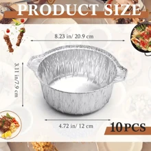Zestaw 10/5 szt. Jednorazowych aluminiowych garnków z pokrywkami, okrągłe aluminiowe garnki foliowe, jednorazowe przybory kuchenne, pojemniki na żywność, odpowiednie na podróże świąteczne, kemping, pieczenie, ogrzewanie, gotowanie, kemping, piesze wycieczki, kuchnia domowa, restauracja