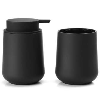 2 件哑光黑色浴室台面配件 - 皂液器和牙刷架，适用于浴室梳妆台家居浴室装饰浴室配件浴室收纳盒夏季