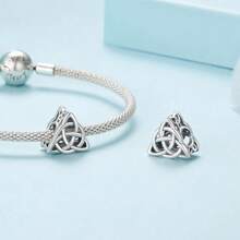 WOSTU 1 Stück 925 Sterling Silber Keltischer Knoten Herz-förmiger Charm, Glücksbringer Keltischer Knoten Perlen, geeignet für DIY Armbänder, vintage Charms Edel-Schmuck