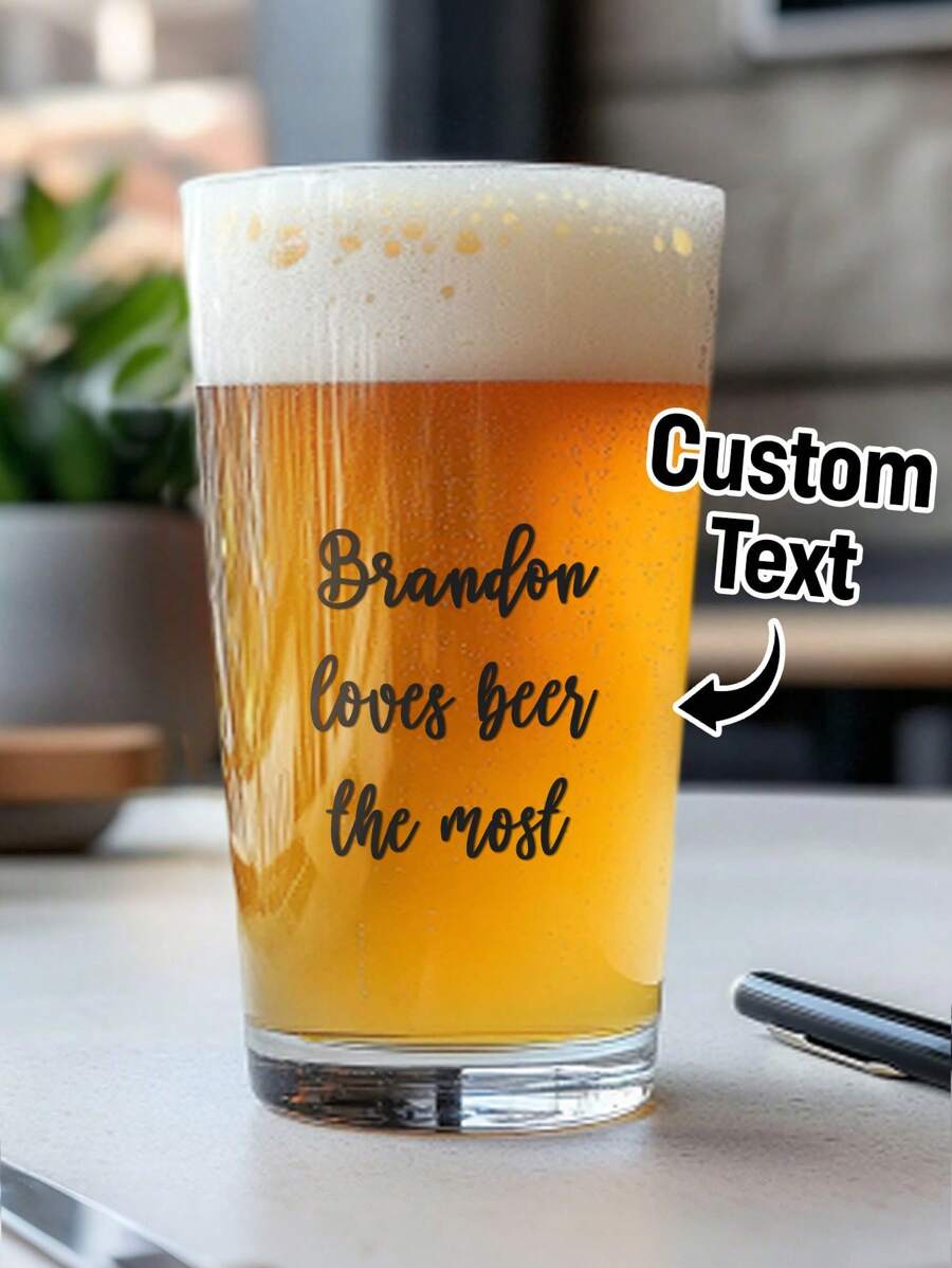 1pc Personalized Beer Glass - Custom Name & Text Engraved 16oz/22oz (473ml/650ml) Transparent Pint Glass - Unique Gift For Beer Lovers, Dad, Husband - Birthday, Father's Day, Oktoberfest Party Cup World's Best Beer Dad Glass Funny Gift For Boyfriend, Men, Brewery Fans - Anniversary, Christmas, St. Patrick's Day Drinking Cup Lead-Free Personalized Glass - Custom Pint Cup