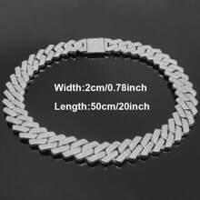 20mm Iced Out Cuban Link Chain Hip Hop Rhinestone Chain Necklace Bling Rhinestone Thick Cuban Link Chain Necklace Luxury Hip Hop Jewelry For Men And Women - 20MM - View 3