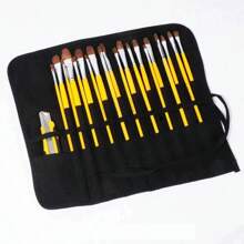 Bolsa de almacenamiento para pinceles de pintura, 22 ranuras, bolsa de almacenamiento para pinceles de acuarela y gouache, bolsa enrollable para bolígrafos - negro 22 hoyos - Ver 4