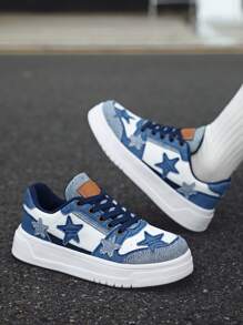 Women's Casual Sneakers, Star Print Shoes, Retro Unisex Shoes, Plus Size