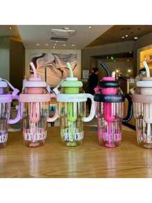1350ml Large Capacity Silicone Straw Water Bottle With Portable Filter ICE CUP - Multicolor - View 2