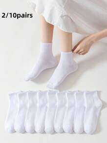 2/10 Paia di calzini bianchi da donna, adatti per uso quotidiano