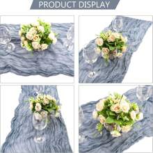 4 piezas Cheesecloth Camino de mesa estilo bohemio, decoración rústica y romántica para mesas de bodas, fiestas, ducha nupcial, graduación, restaurante - Beige