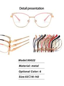 1pc Casual Fashion Cat-Eye Non-Prescription Glasses With High-Quality Sense, Suitable For All Seasons And Daily Wear