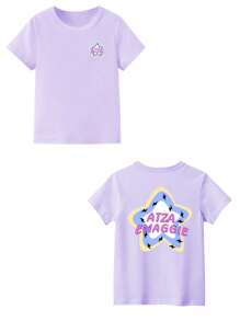 Personalized Tween Girls T-Shirt - Custom Painting/Picture/Birthday Logo/Photo/Pattern/Classroom Logo/Team Logo/Dance Crew Logo/Family/Pet/Anything - Just Upload Photos - Violet Purple - View 7