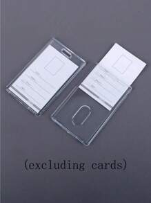 Acrylic Transparent Heavy-Duty Plastic Card Case, Double-Sided Transparent Card Id Card Work Badge Cover Badge Hard Card Case, Transparent Badge Case Vertical Office Supplies (Excluding Cards) Business Card Holder Wallet Business Card Holder Credit Card Holder, Id Card Holder Female For Male Card Wallet. - Clear - View 2