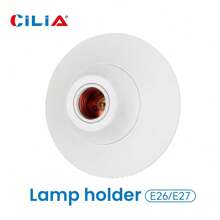 CILIA 2pcs E26/E27 Lamp Holder - Durable Bulb Socket Base,Light Socket With Grounded Base,Roundness Ceiling Wall Fixing Holder,White/Black