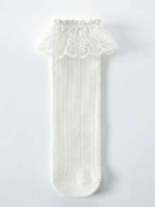 1-2 双春夏季蕾丝边柔软透气儿童及膝袜，适合搭配 JK 裙 - 彩色 - 查看 24