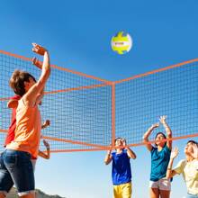 Freestanding Volleyball Training Net Or 4-Way Volleyball Net For Indoor Or Outdoor Use, Adjustable Height Portable Net System With Carrying Bag, Professional Volleyball Practice Trainer For Hitting Or Serving Drills Or4 Square Quick Assemble Game Set For Adults