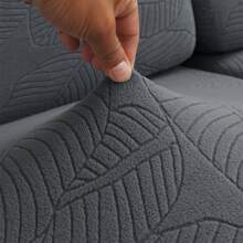 1入厚經編彈性純色沙發套，搭配座椅和靠背套，適用於客廳、卧室、書房、酒店沙發 - 芭蕉葉笠套-淺灰 - 查看 7