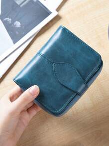 Women's Tri-Fold Short Oily Leather Vintage Wallet Multi-Function Card Holder Wallet Purse Wallet Mini Wallet Small Wallet