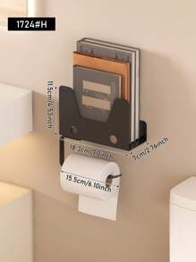 1 件创意自粘式壁挂式卫生纸架，节省空间的浴室收纳架，用于整理和储存卷纸和书籍，家居装饰收纳架，多功能浴室架 - 彩色 - 查看 13