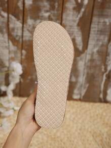 Glitterpantoffels voor dames, zomersandalen met touwzool, strandslippers voor op vakantie, glanzende instappantoffels, zachte, comfortabele binnenschoenen, sandalen die gemakkelijk aan en uit te trekken zijn, sandalen met gekruiste bandjes