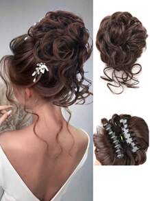 Pièce de chignon désordonné, chouchou, extension de cheveux pour chignon ébouriffé, queue de cheval bouclée et ondulée, chignon synthétique pour femmes et filles, mariage