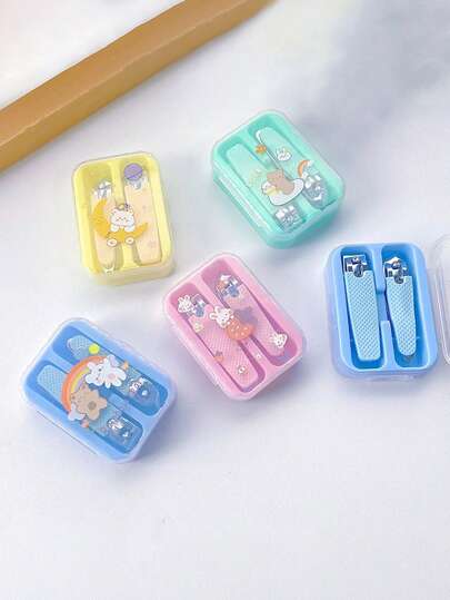 2pcs/Set Kids Nail Clippers, Cute Portable Household Nail Scissors, Manicure Tool Set