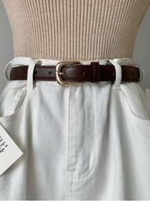 1 pieza Cinturón para mujer; de moda y versátil; estilo simple de moda; negro con vaqueros; marrón para jóvenes