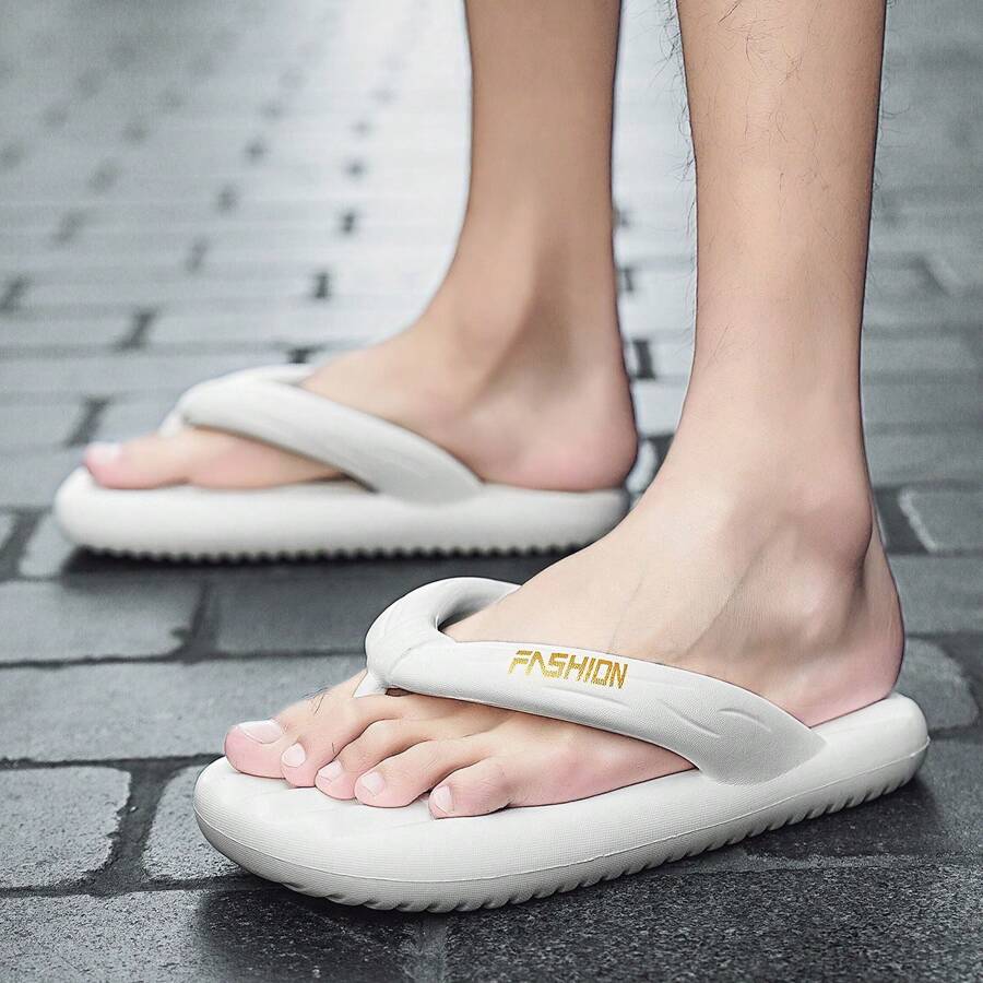 Men's Flip-Flops New Style EVA Squish Feeling Anti-Slip Anti-Odor Wear-Resistant Slippers Couple Beach Sandals Thick Sole Casual Highly Attractive Slippers, Fashion - White - View 1