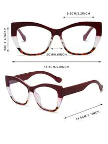 1pc Women's Multicolor Cat Eye PC Frame Colorblock Full Frame Vintage Stylish Non-Prescription Glasses - Multicolor - View 4