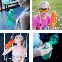 1pc Air  With 1pc Random Flavor Pods Portable Transparent With Straw Leak Proof Suitable For Outdoor Sports - Orange - View 3