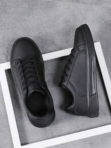 Sapatos masculinos plus size de verão, novos, respiráveis, casuais, brancos, tênis de lazer estilo coreano, versáteis e modernos para estudantes - Preto - Ver 4