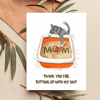 Cartões engraçados para o Dia das Mães da Cat Mom - Cartões de Dia das Mães da Cat Mom - Cartões engraçados de aniversário para a Cat Mom - Cartões engraçados para a mamãe