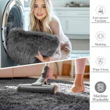 Area Shag Rug For Living Room Bedroom Nursery Room, Machine Washable Fluffy Shaggy Runner Rugs With Rubber Backing For Kitchen Dining Room, Indoor Aesthetic Decor Fuzzy Thick Modern Carpet For Entryway Laundry Room Game Room - 咖啡棕 - 查看 4