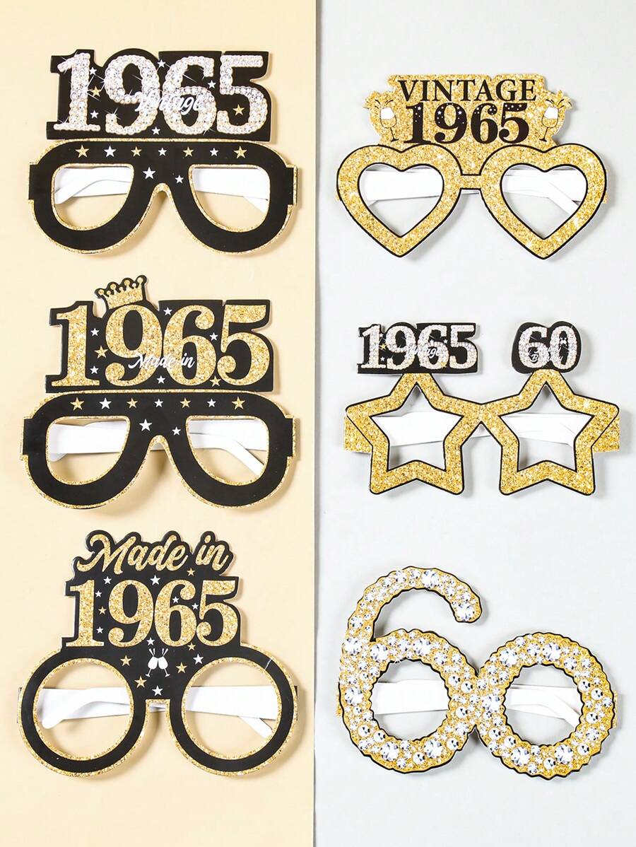 6Pcs Black Golden Birthday Paper Glasses,2025 Limited ,Birthday Element Design Glasses,Happy Birthday Paper Glasses,60th Birthday Party Decor,Birthday Party Supplies,Photo Booth Props,Birthday Party Favors,Birthday Gifts,Birthday Decoration