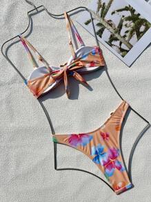欧美风格比基尼女士泳衣套装，适合夏季海滩度假 - 彩色 - 查看 3