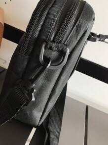 peach tree Peach Tree Men's Small Square Bag, Crossbody Bag, Waist Bag, Shoulder Bag, Phone Pouch, Coin Purse, Running Bag, Bike Bag, Fashion Solid Color Minimalist Zipper Closure Adjustable Strap Sports Casual Street Business Travel Vacation Essential Young Man Chic Square Bag