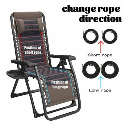 4pcs Replacement Cords For Zero Gravity Chair, Universal Replacement Elastic Cord Laces Chair Repair Kit, For Zero Gravity Chair, Recliner, Lounge Chair, Black