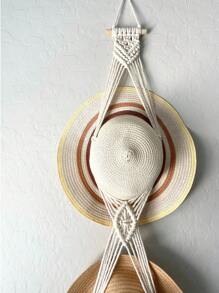 Móc treo mũ Boho, Giá treo mũ Macrame, Đồ trang trí nhà nông, Quà tặng tân gia, Móc treo mũ trên tường, Đồ trang trí phòng khách, Quà tặng cho cô ấy - trắng - Xem 4