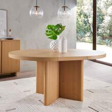 Better Homes & Gardens Lillian Fluted Round Expandable Dining Table, Walnut Finish - White - View 2