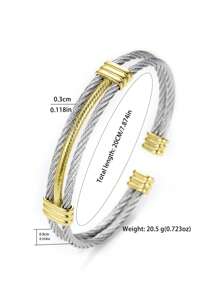 1 Vòng tay hai lớp bằng thép không gỉ thời trang có thể điều chỉnh hai tông màu, phù hợp cho nam và nữ, đeo hàng ngày, Giáng sinh, Trang sức ngày lễ tình nhân, Mẹ, Mẹ, Ngày của Mẹ, Quà tặng - Nhiều màu - Xem 4