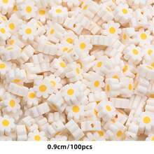 100/50 stuks 9 mm witte bloemenpatronen voor doe-het-zelf sieraden maken - Perfecte knutselbenodigdheden, ideaal voor het maken van unieke armbanden, kettingen, oorbellen en bedels, mobiele telefoonketting voor dames