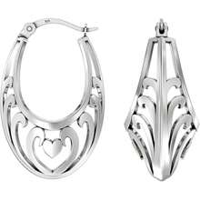 LeCalla 925 Sterling Silver Filigree Hoop Earrings Lightweight Small Medium Hoops Earring For Women Teen - 銀色 - 查看 1