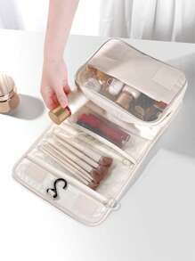Portable Hanging Makeup Bag, Cosmetic Storage Organizer, Beauty Tools Holder, Lightweight Toiletry Bag, Large Capacity Travel Toiletry Organizer, Fluffy Hanging Toiletry Bag, Compact Makeup Organizer