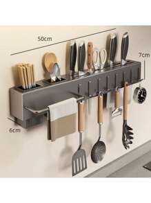 Soporte de pared para cocina organizador de utensilios - Negro - Ver 2