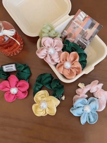 1 件优质时尚优雅高弹力仿珍珠花发带，百搭女士发饰大发圈发圈发圈 - 彩色 - 查看 1