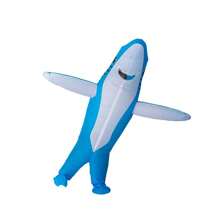 1 套成人鲨鱼服装，适合万圣节、复活节和主题活动，有趣的照片道具和舞台表演配件，俏皮的活动服装，充气服装